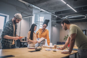 Team Collaborating on Revenue Cycle Management in an Office Setting.